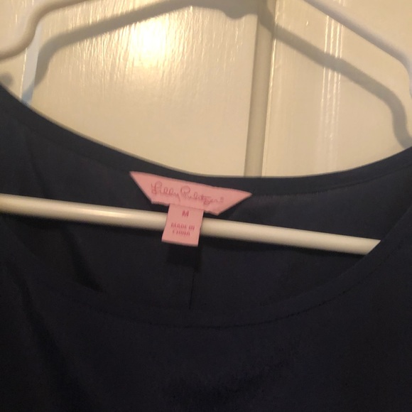 Navy blue silk Lilly Pulitzer dress - Picture 4 of 5